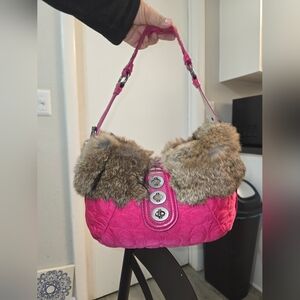 Pink Fur-Trimmed Y2k COACH